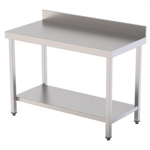 Mesa mural acero inoxidable AISI 304 con estante 1000x600x850h mm